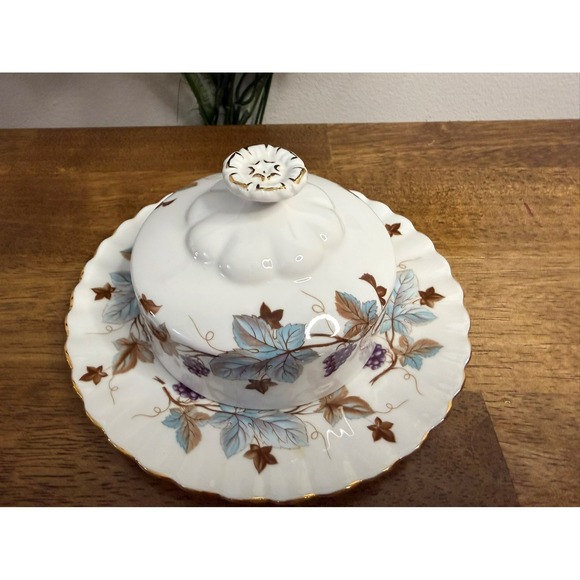 Vintage Royal Albert Lorraine Covered Butter Dish Bone China England Holiday MCM - Picture 3 of 7